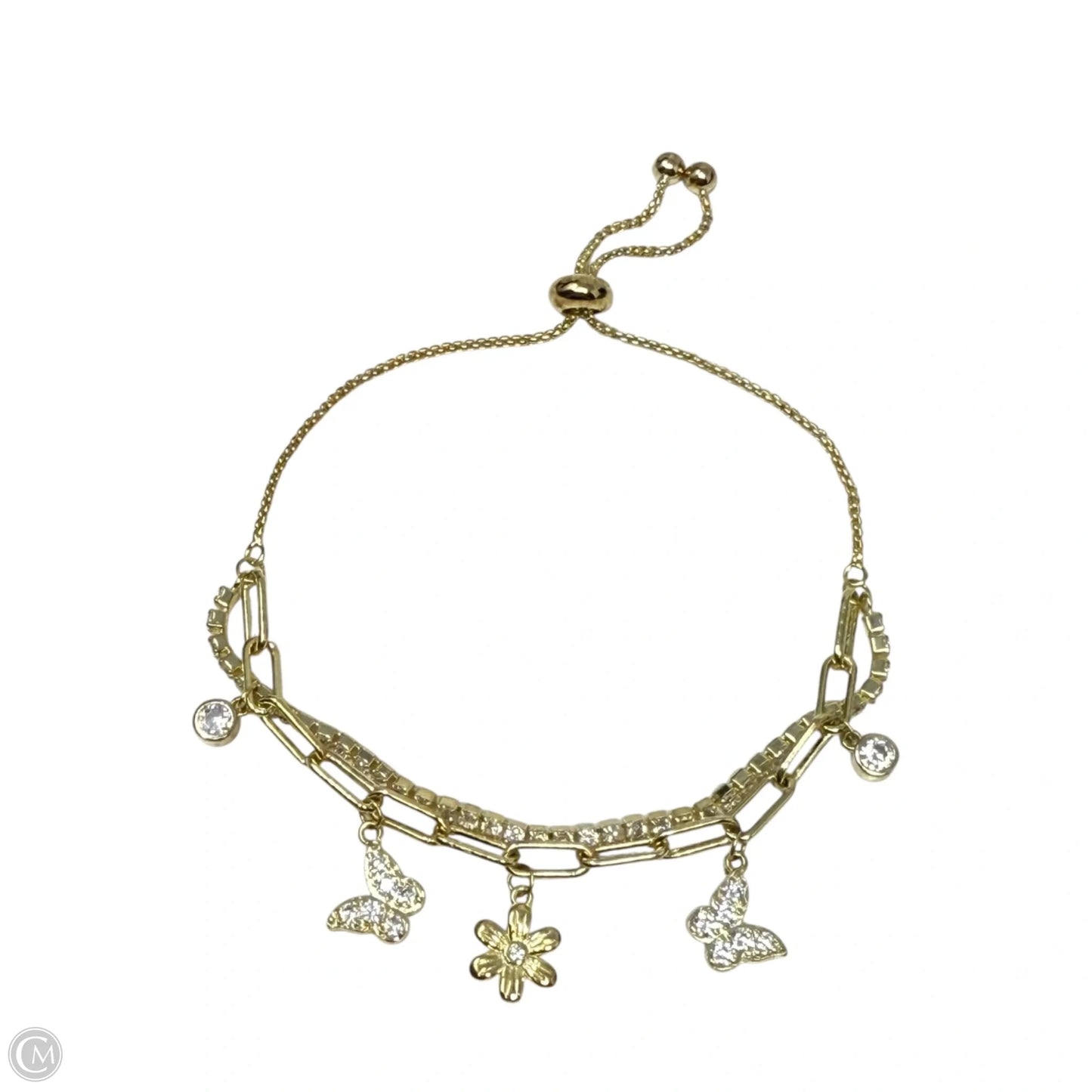 Cubic Zirconia Butterfly Charm Layered Slider Bracelet