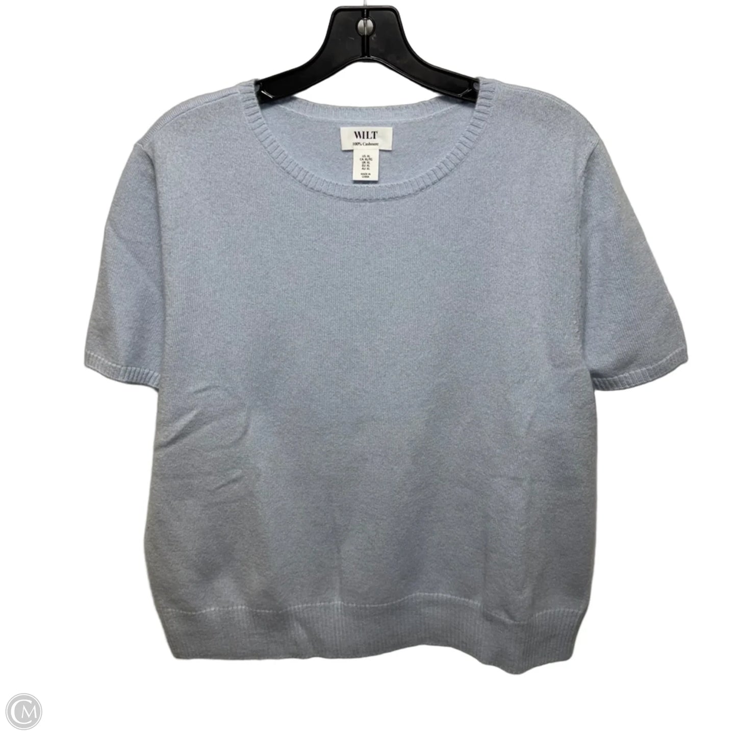 Sweater Short Sleeve Cashmere By Wilt In Blue, Size: Xl