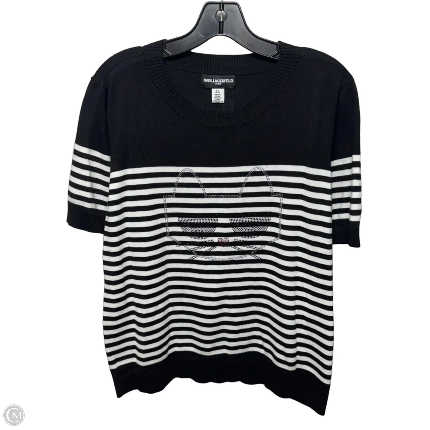 Sweater Designer By Karl Lagerfeld In Striped Pattern, Size: L