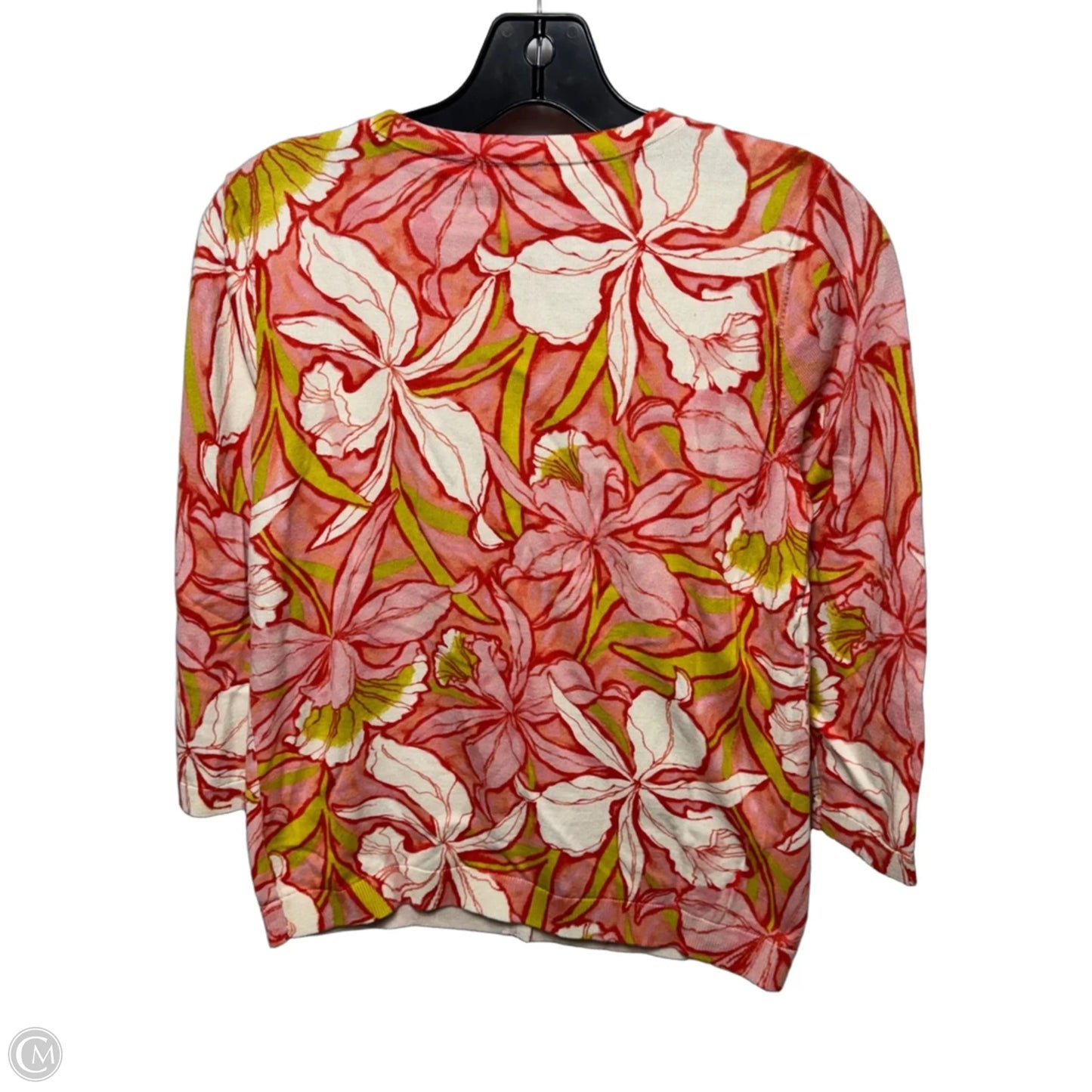 Sweater Cardigan By Talbots In Floral Print, Size: Mp