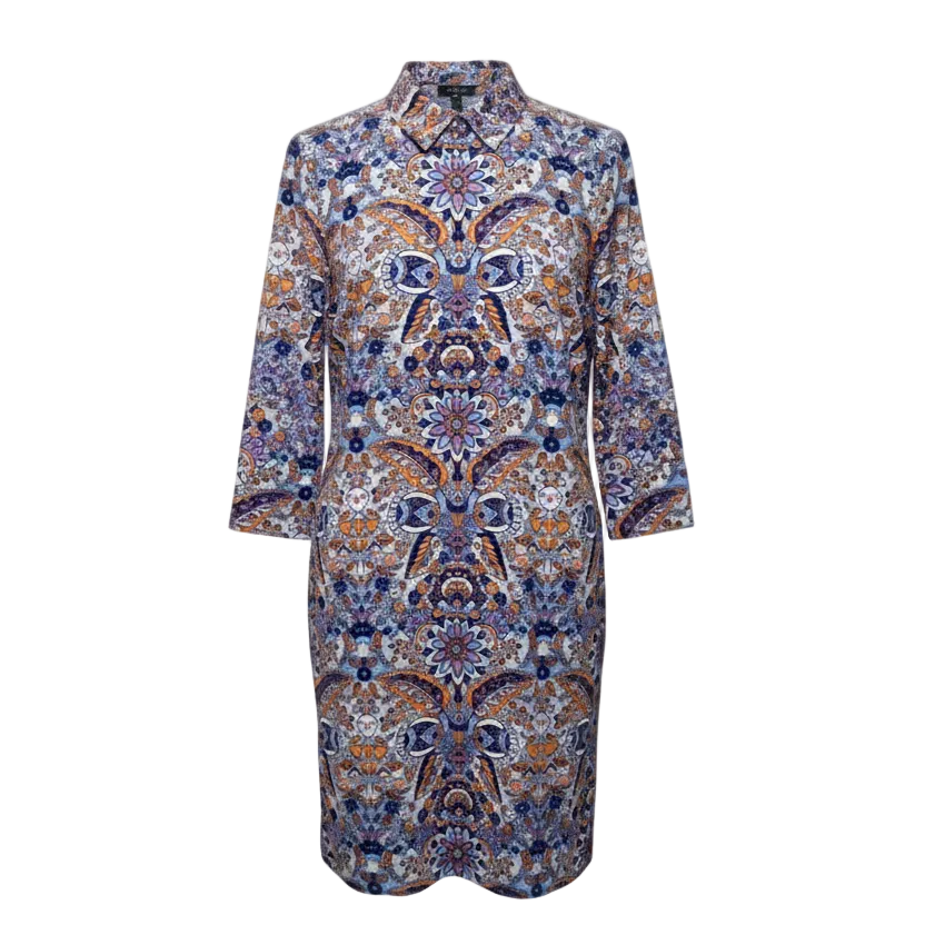 Button Half Placket Shirtdress By Talbots In Royal Paisley, Size: S