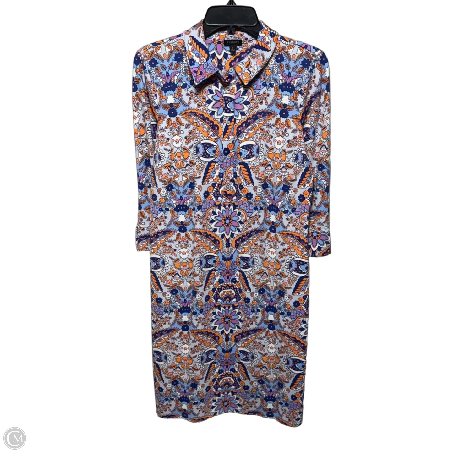 Button Half Placket Shirtdress By Talbots In Royal Paisley, Size: S