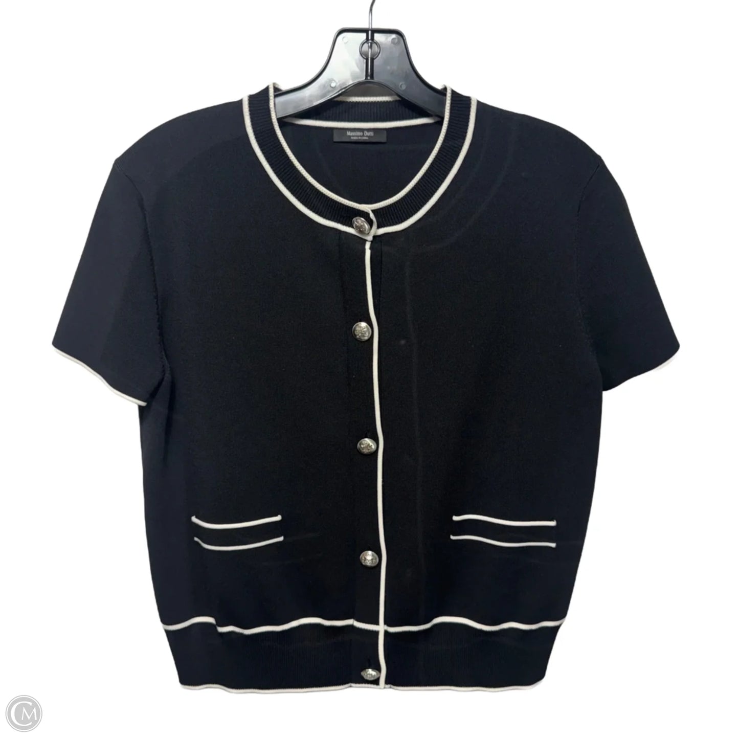 Knit Top Short Sleeve By Massimo Dutti In Black & White, Size: M