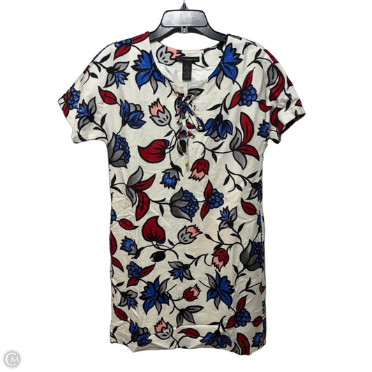 Linen Blend Dress Casual Short By Grace Elements In Floral Print, Size: S