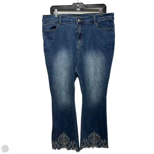 Embroidered Jeans Boot Cut By Coco And Carmen In Blue Denim, Size: Xl