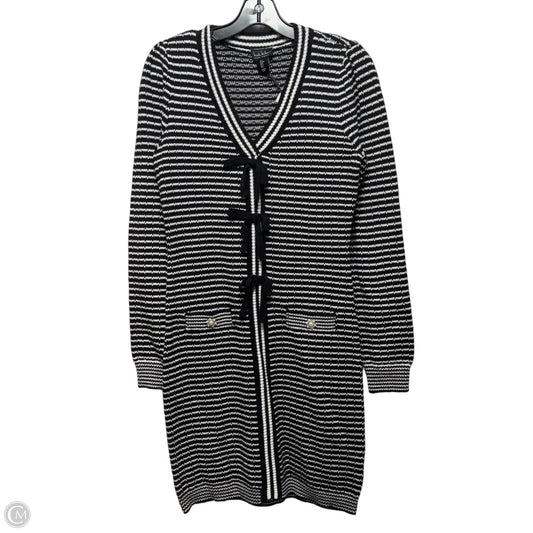 Sweater Cardigan By Nicole Miller In Black & White, Size: S