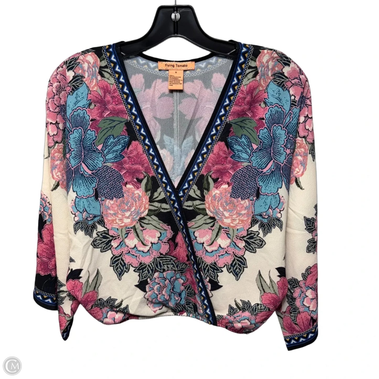 Top 3/4 Sleeve By Flying Tomato In Floral Print, Size: S