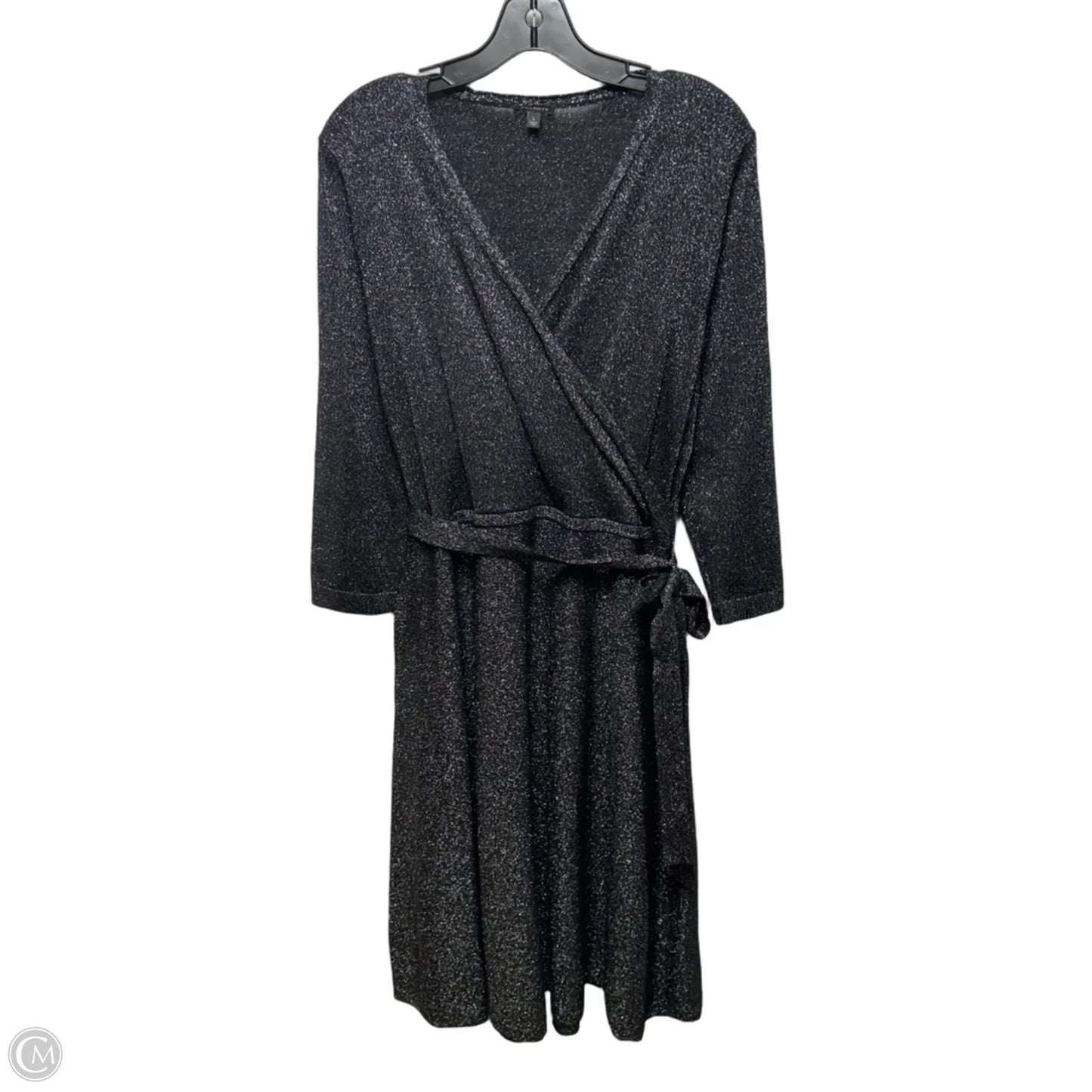 Dress Casual Midi By Talbots In Black & Silver, Size: L