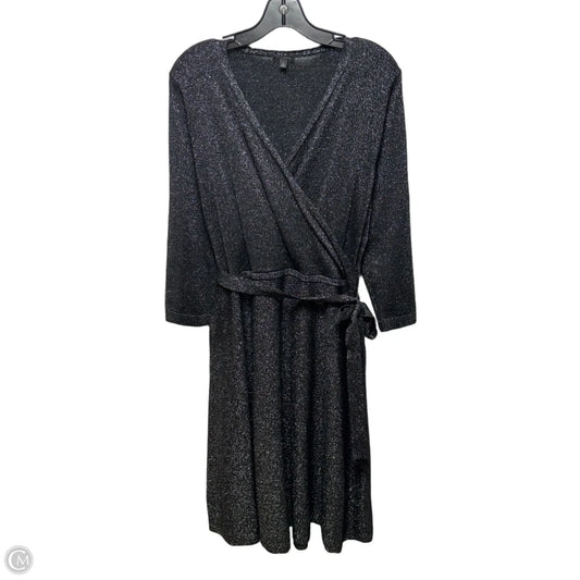 Dress Casual Midi By Talbots In Black & Silver, Size: L