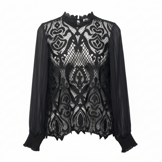 Pleated Sleeve Blouse Long Sleeve By Bailey 44 In Black, Size: L