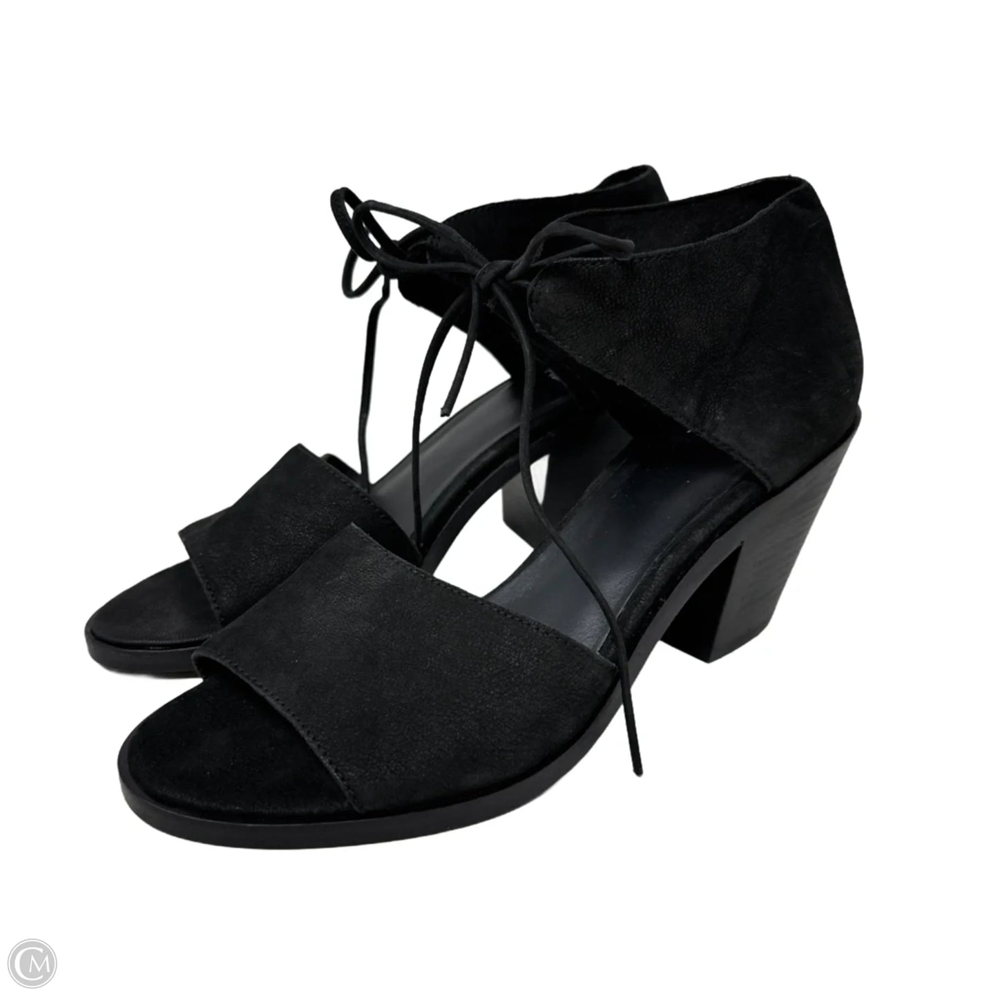 Ann Open Toe Leather Sandals By Eileen Fisher In Black, Size: 8