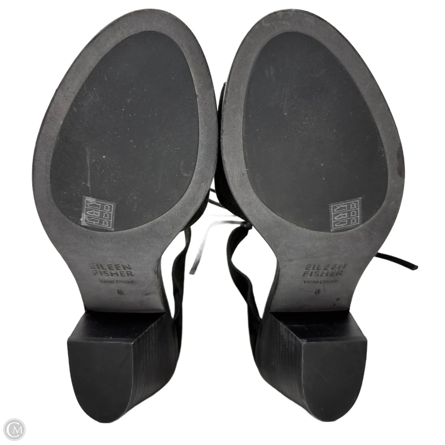 Ann Open Toe Leather Sandals By Eileen Fisher In Black, Size: 8