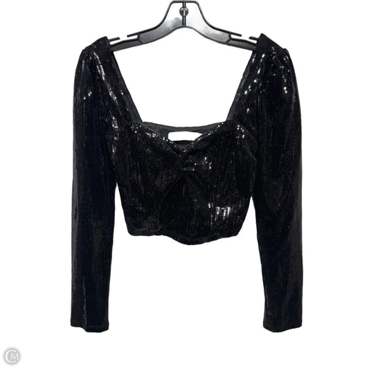 Cropped Sequin Top Long Sleeve By Astr The Label In Black, Size: S