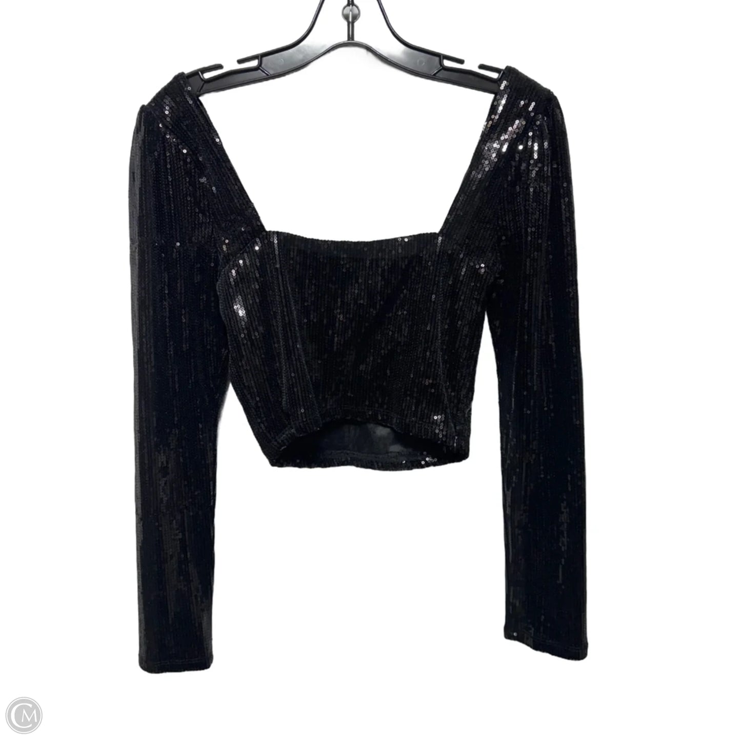 Cropped Sequin Top Long Sleeve By Astr The Label In Black, Size: S
