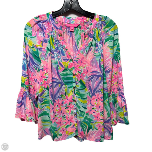 Top Long Sleeve Designer By Lilly Pulitzer In Floral Print, Size: Xs