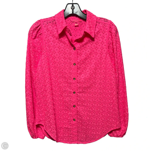 Eyelet Top Long Sleeve Designer By Lilly Pulitzer In Pink, Size: Xs