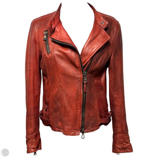 Jacket Moto Leather By Empresa In Red, Size: S (IT 40)
