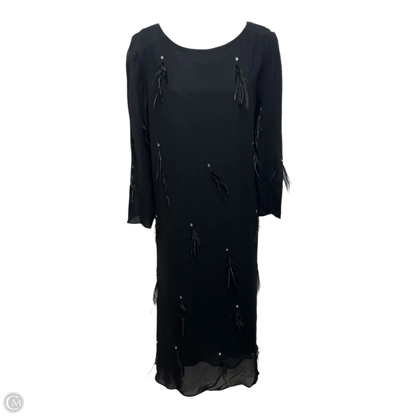 Feathered Georgette Popover Dress By Chicos In Black, Size: 6