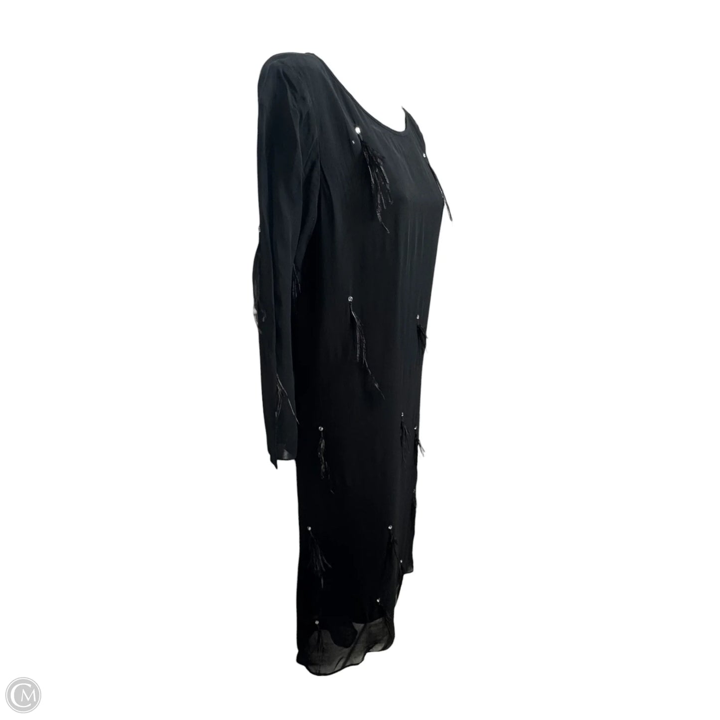 Feathered Georgette Popover Dress By Chicos In Black, Size: 6