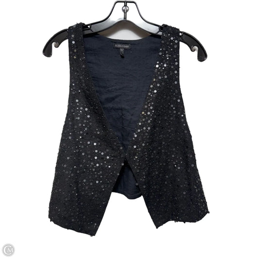 Embellished Silk & Cotton Vest By Eileen Fisher In Black, Size: L