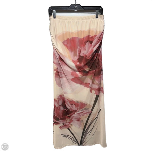 Mesh Ruched Skirt Maxi By Aqua In Floral Print, Size: L