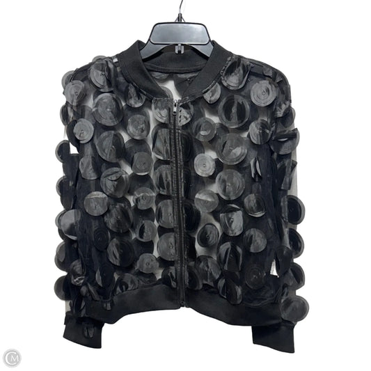 Sheer Textural Circle Jacket In Black, Size: M
