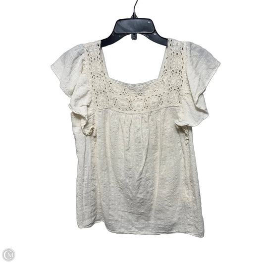 Top Short Sleeve By Max Studio In Cream, Size: S