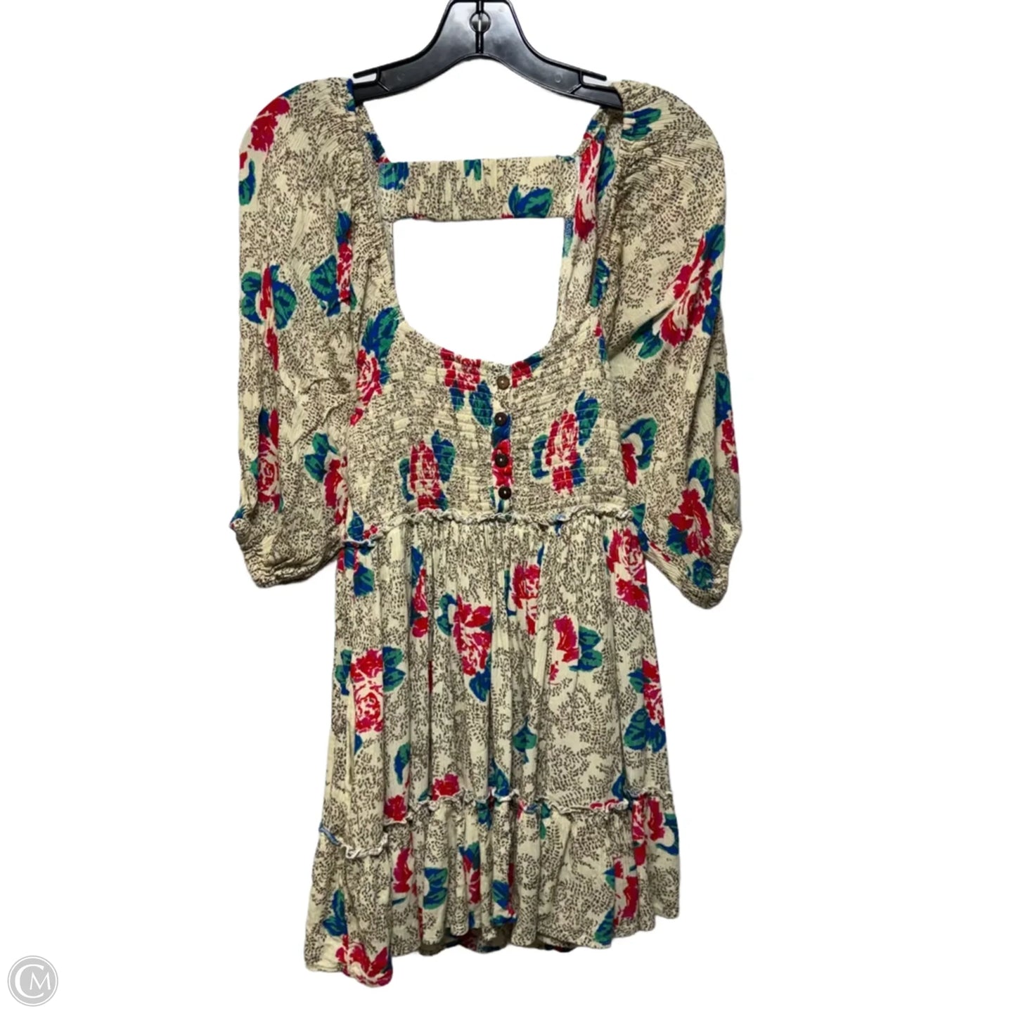 Summer Picnic Printed Mini Dress By Free People In Cream Floral Print, Size: S