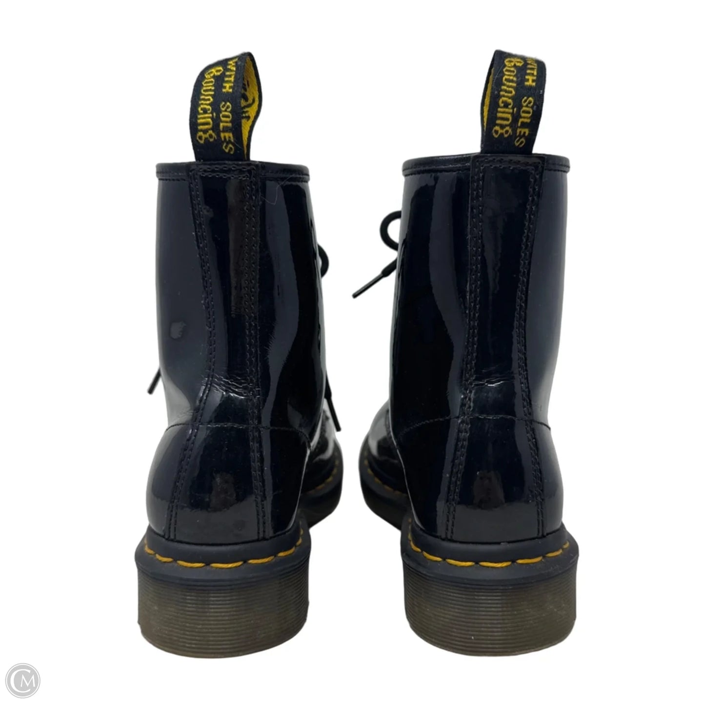 1460 Patent Leather Lace Up Boots By Dr Martens In Black, Size: 6