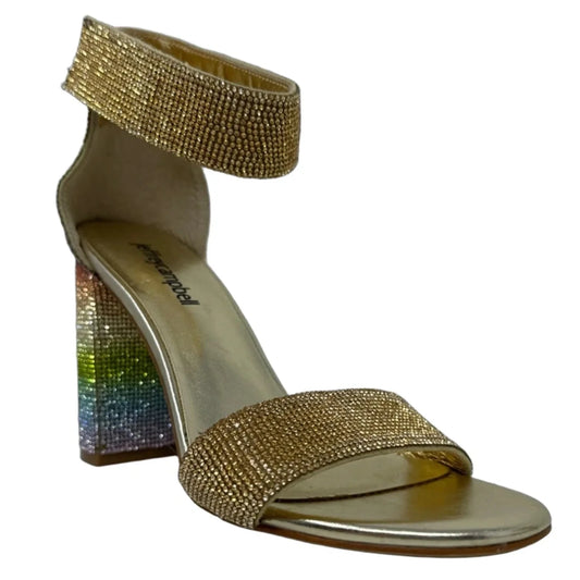 Lindsay Rainbow Rhinestone Embellished Block Heel Sandals By Jeffrey Campbell In Multi-colored, Size: 7