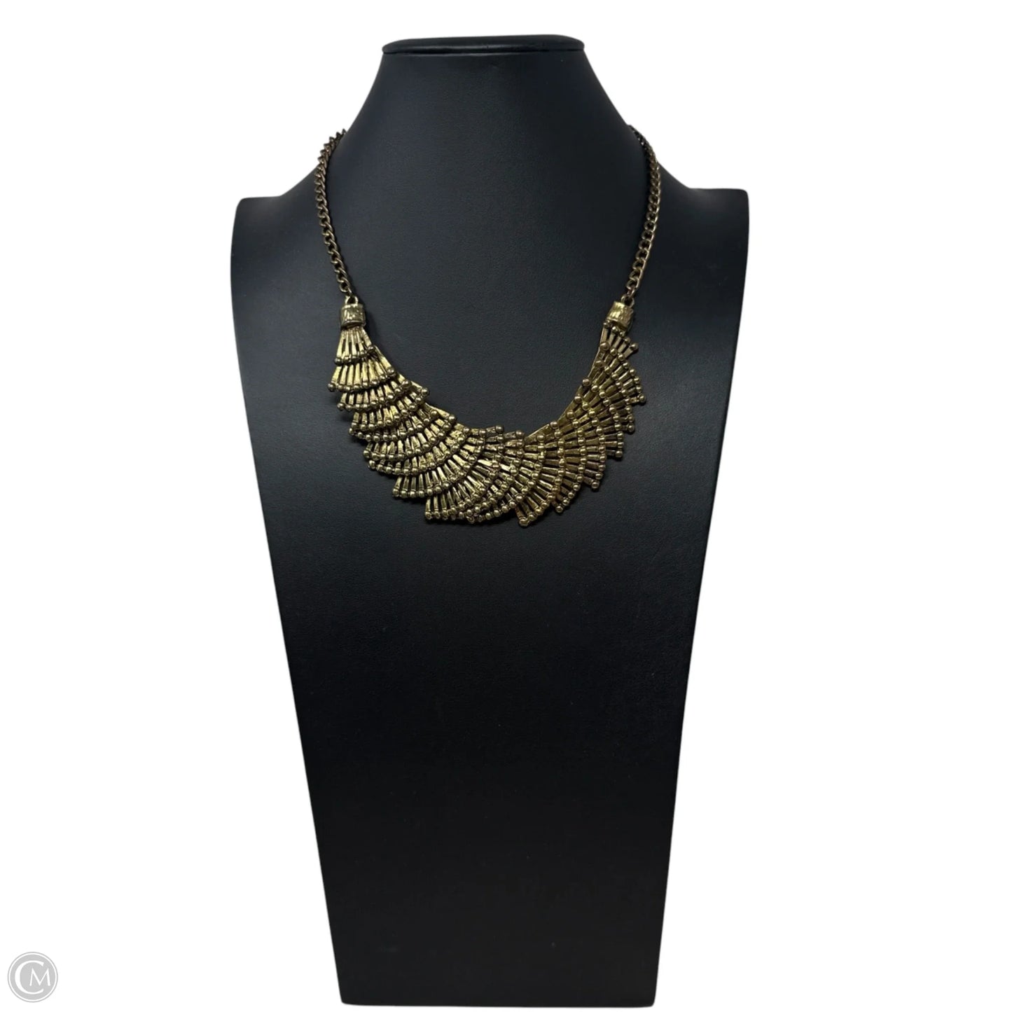 Antique Gold Tone Fan Shape Chain Necklace