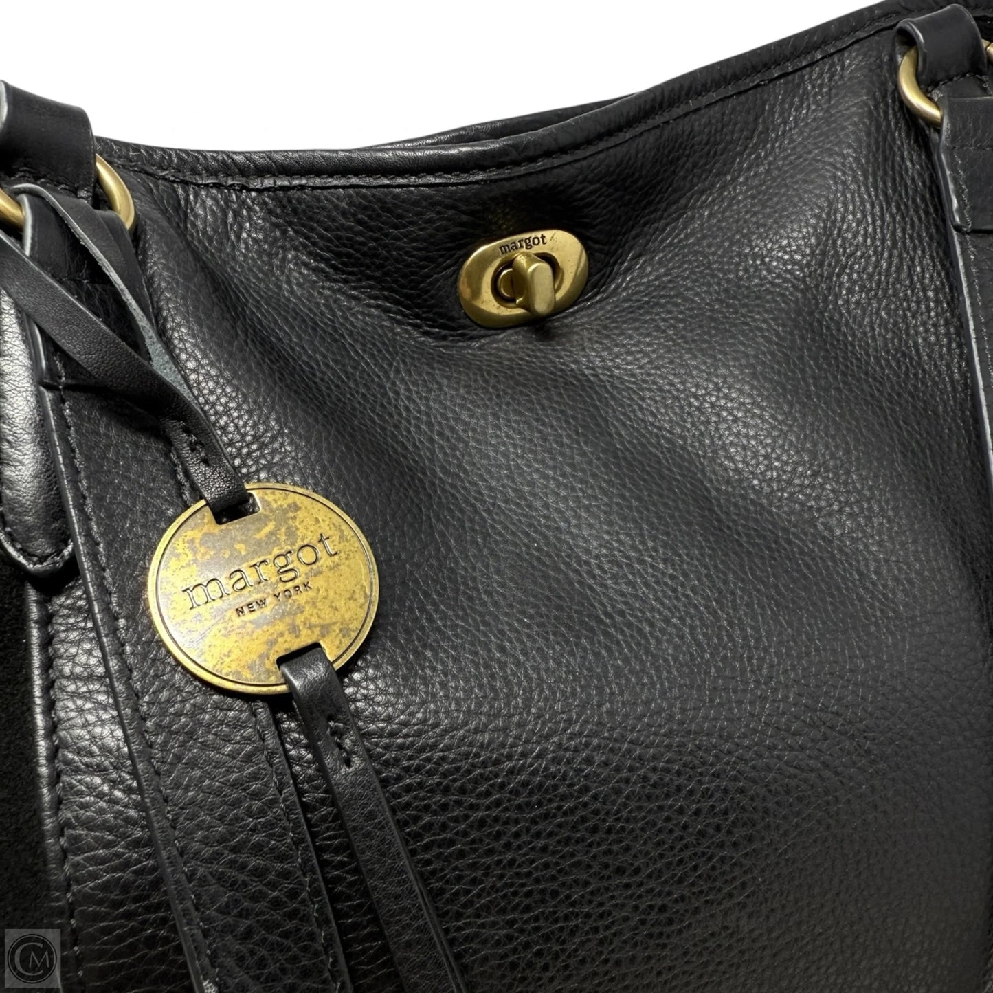 Turnlock Hobo Tote In Black
 Leather & Suede By Margot, Size: Medium