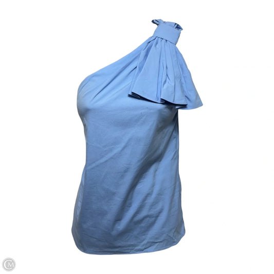 Cindy Assymetric One Shoulder Bow Blouse Designer By Milly In Blue, Size: S