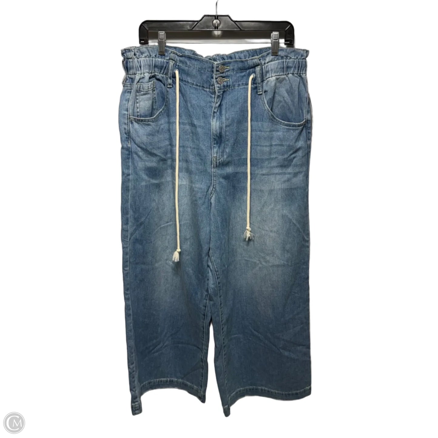 Cropped Wide Leg Jeans By Wonderly In Blue Denim, Size: 14