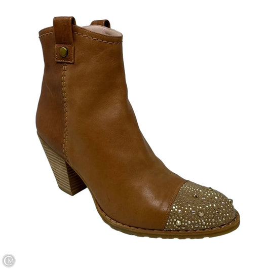 Studgal Embellished Cap Toe Ankle Boots Designer By Stuart Weitzman In Tan, Size: 7.5