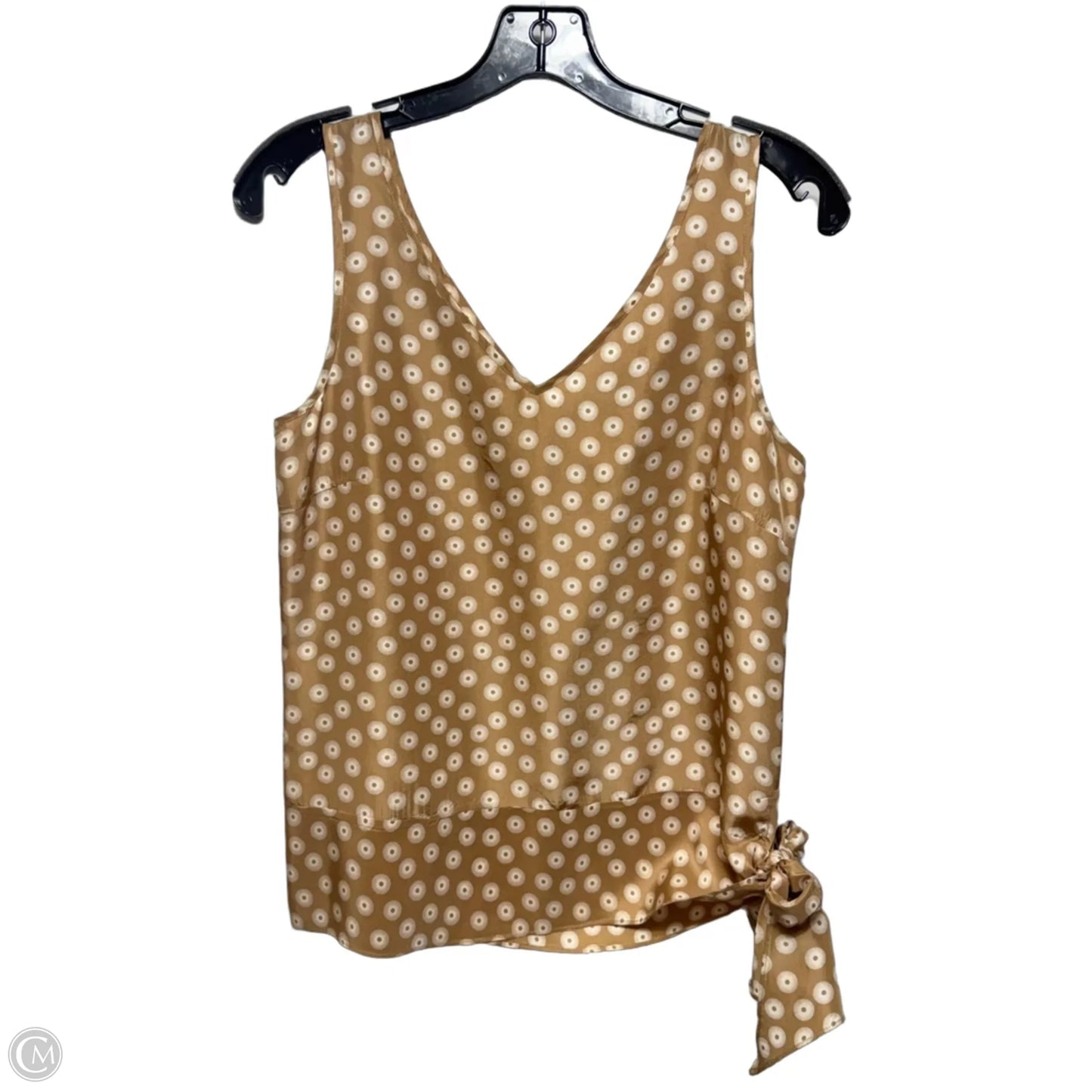 Silk Side Tie Top Sleeveless By Theory In Tan & White, Size: S