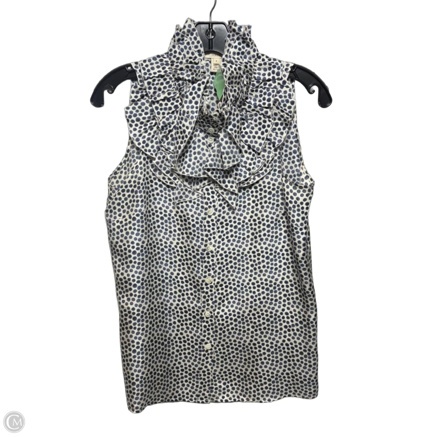 Silk Top Sleeveless By J. Crew In Polkadot Pattern, Size: 4