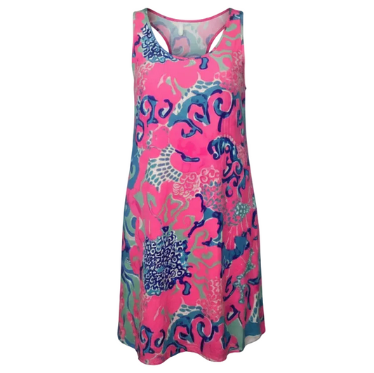 Melle Trapeze Dress Designer By Lilly Pulitzer In Coral Reef I'm So Jelly, Size: L