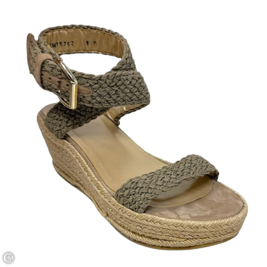 Alexlo Crochet Espadrille Wedge Sandals Designer By Stuart Weitzman In Tan, Size: 8