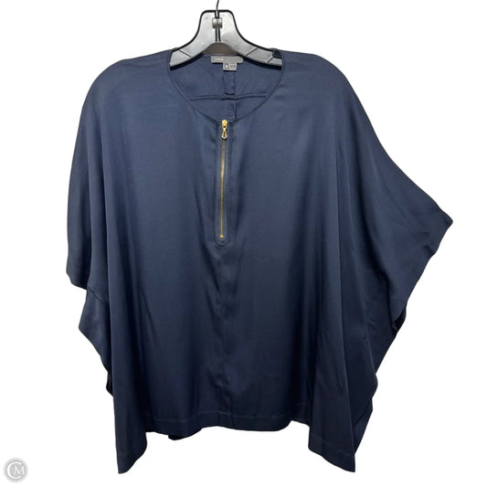 Silk Zip Top Short Sleeve By Vince In Navy, Size: M