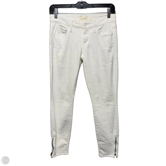 Looker Ankle Zip Jeans Skinny By Mother In White Denim, Size: 0