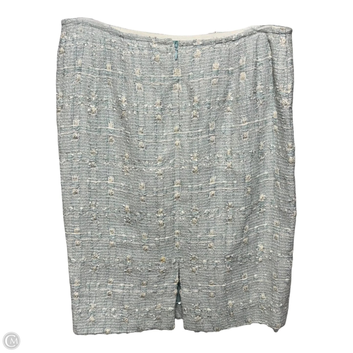 Tweed Midi Skirt Designer By Lafayette 148 In Blue & Cream, Size: 10