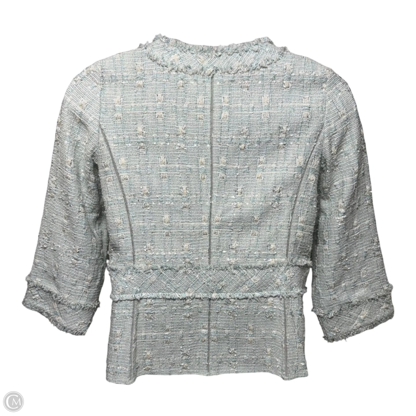 Tweed Blazer Designer By Lafayette 148 In Blue & Cream, Size: 12