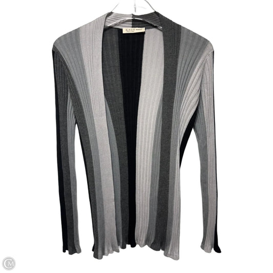 Cashmere & Silk Sweater Cardigan Cashmere By Kash In Black & Grey, Size: 8/44