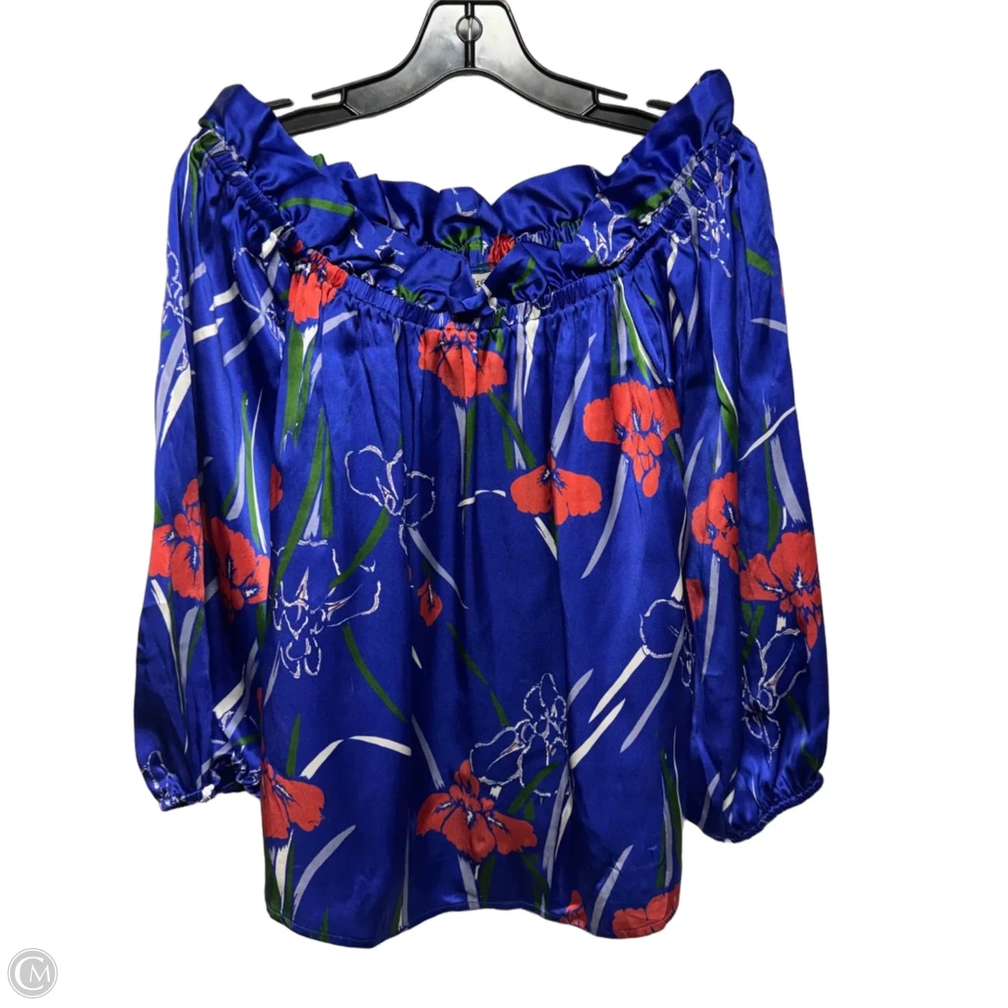 The Off The Shoulder Long Top In Printed Silk By Tucker In Floral Print, Size: S