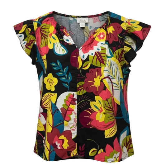 Candace Ruffle Sleeve Top By Velvet By Graham & Spencer In Multi-colored, Size: L