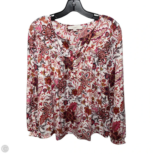 Top Long Sleeve By Loft In Multi-colored, Size: L
