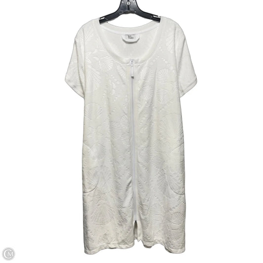 Seashell Terry Dress Casual Midi By Kim Rogers In White, Size: 1x