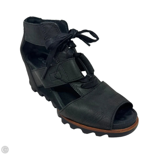 Joanie II Sandals Heels Wedge By Sorel In Black, Size: 7