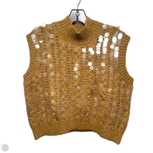 Clear Paillete Vest Sweater By Zara In Tan, Size: S
